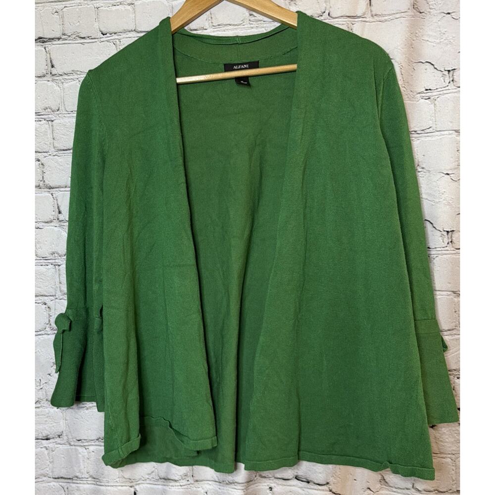 Alfani Cozumel Tie Sleeve Cardigan Sweater Green Women’s M